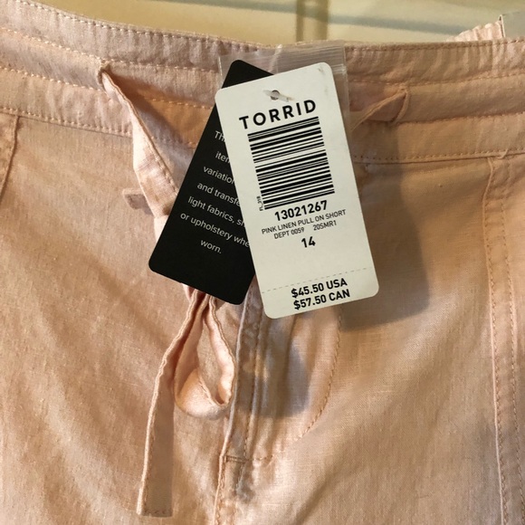 NWT Torrid Women’s Linen Shorts in Peach/Pink Size 14 - Picture 4 of 4